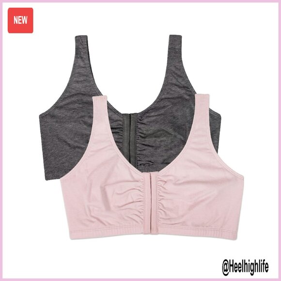 Other - Front Closure Cotton Bra Multi-Pack, Wide Straps, Lightweight Support